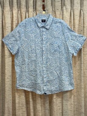 UNTUCKit Turner Linen Paisley Print Short Sleeve Button Up Shirt